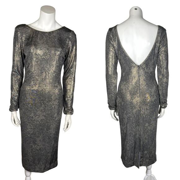 Dress The Population Dress Women's Large Emery Metallic Jersey Open Back MadeUSA - Picture 1 of 8